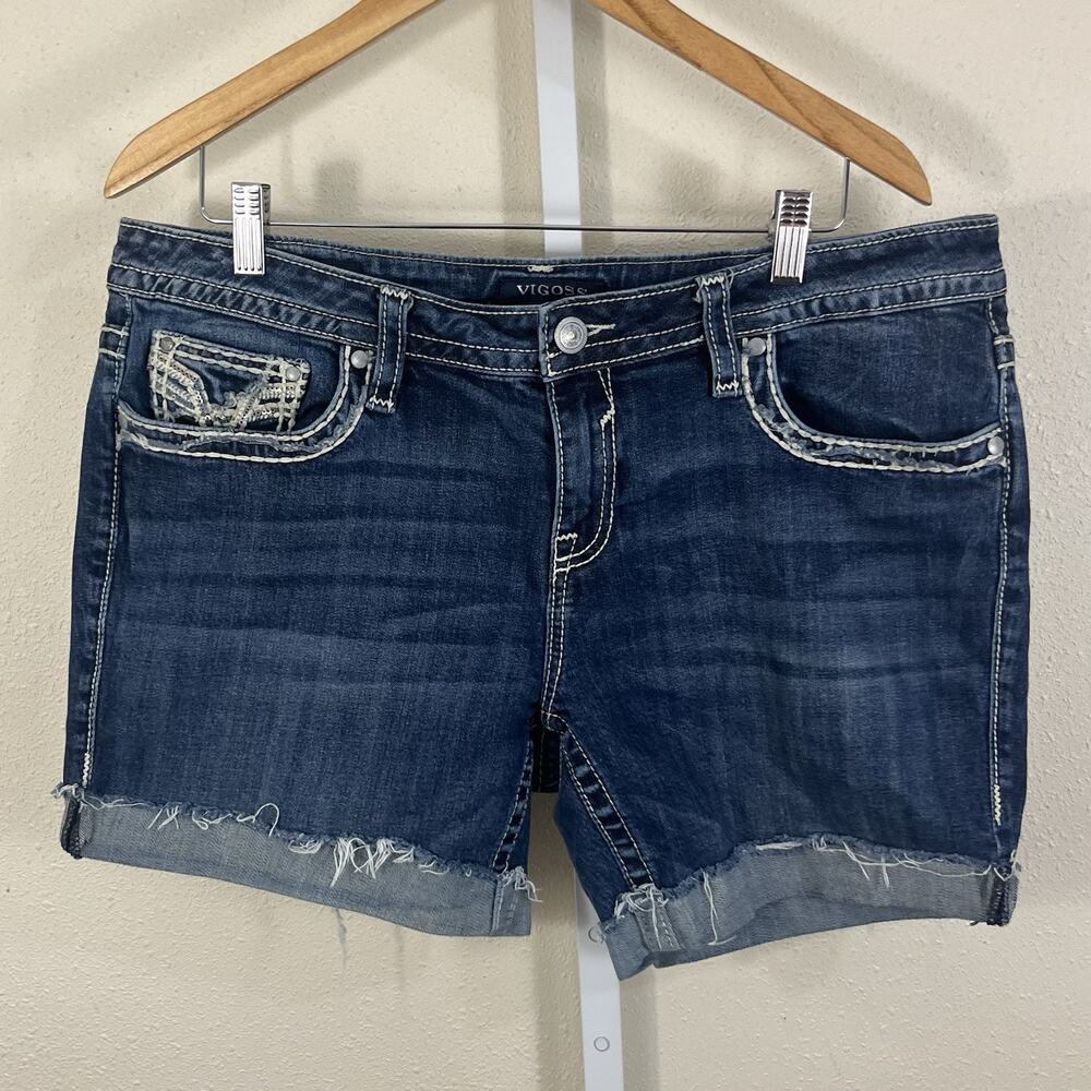 Vigoss Heritage Fit Cutoff Shorts Womens 15/16 Upcycled Cuffed Denim Western
